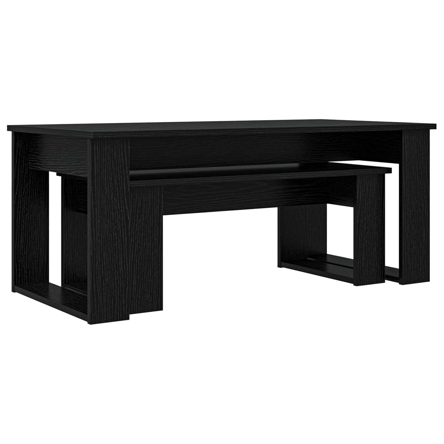 Set di Tavolini da Caffè 2 pcs Rovere Nero Legno multistrato | homemem39