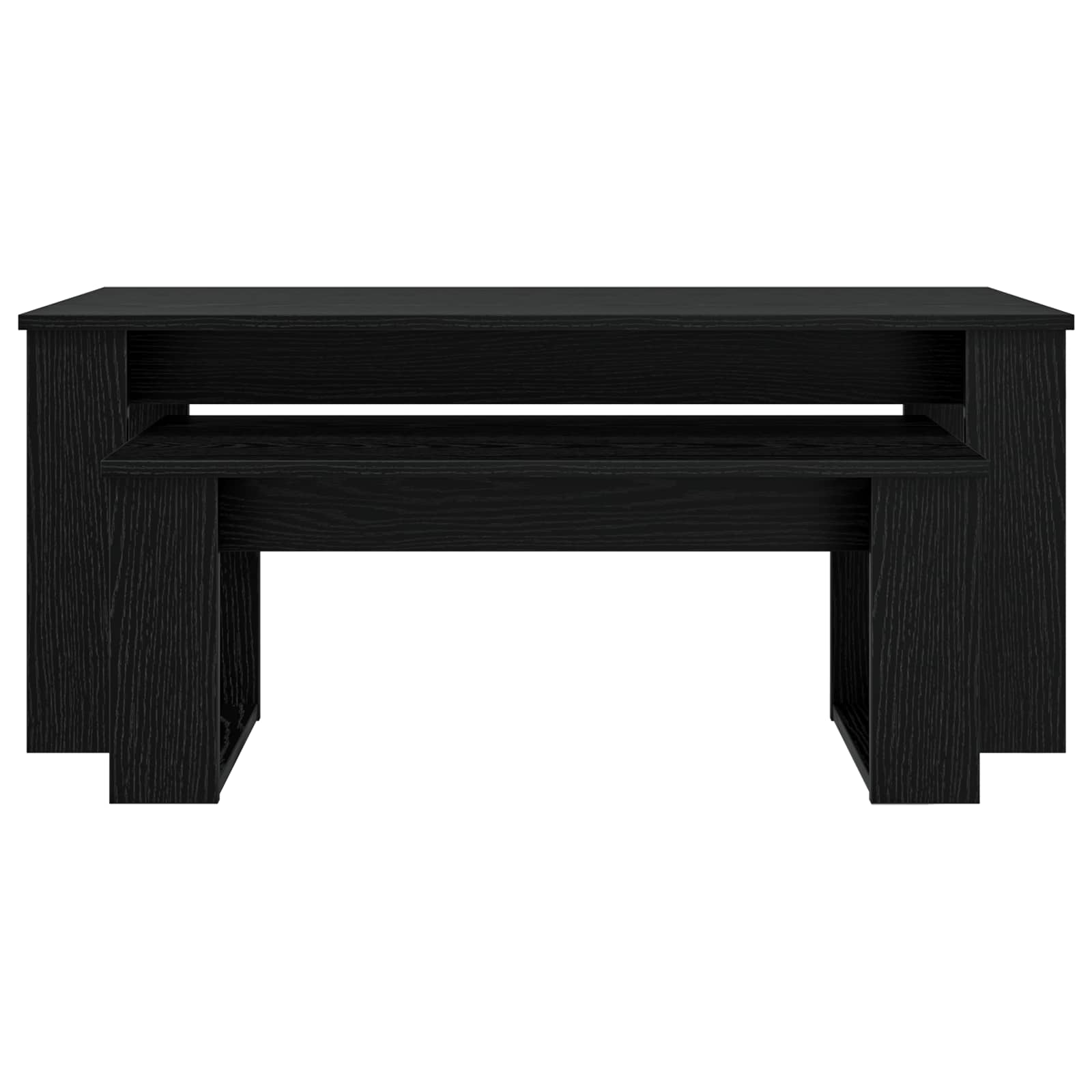 Set di Tavolini da Caffè 2 pcs Rovere Nero Legno multistrato | homemem39