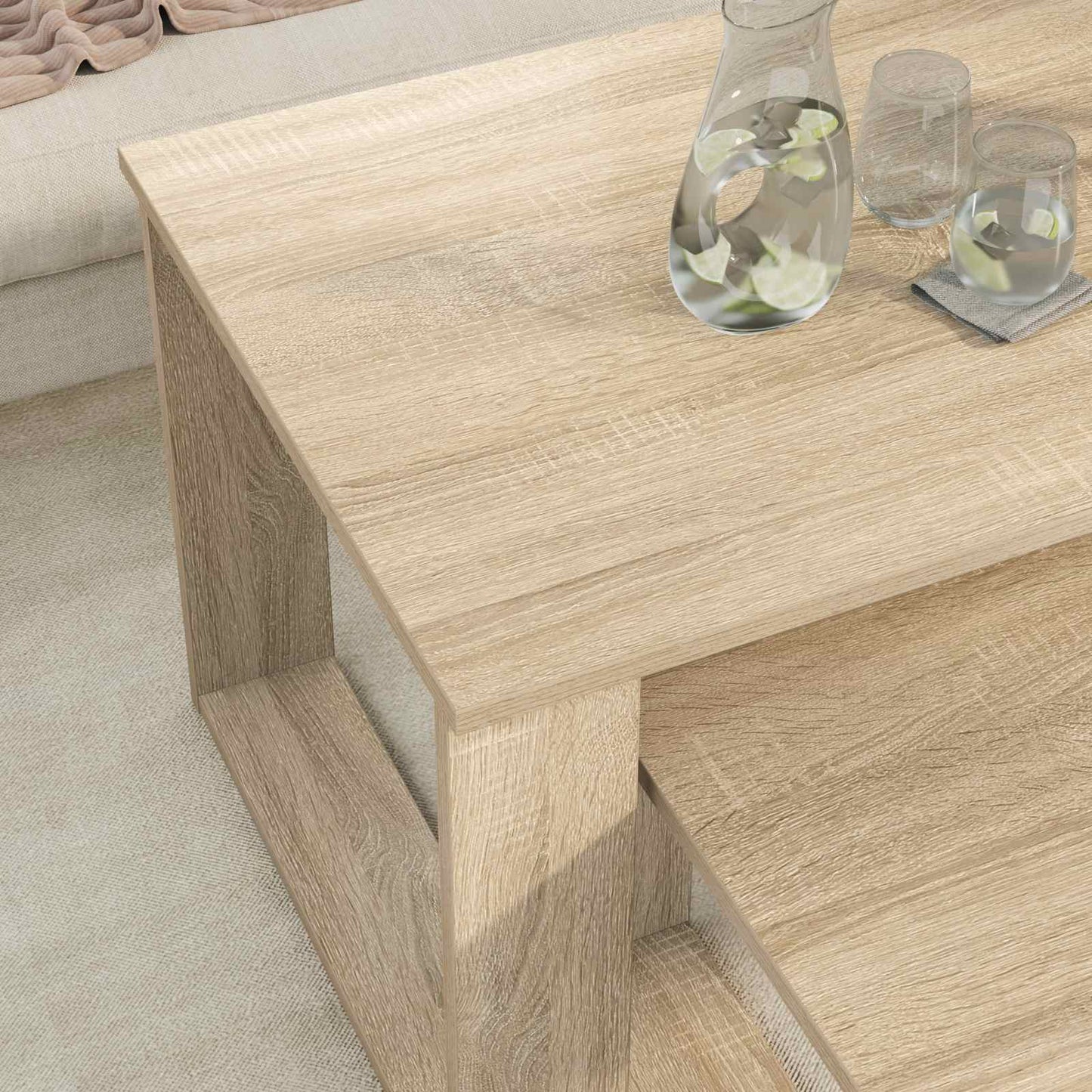 Set di Tavolini da Caffè 2 pcs Rovere Sonoma Legno multistrato | homemem39