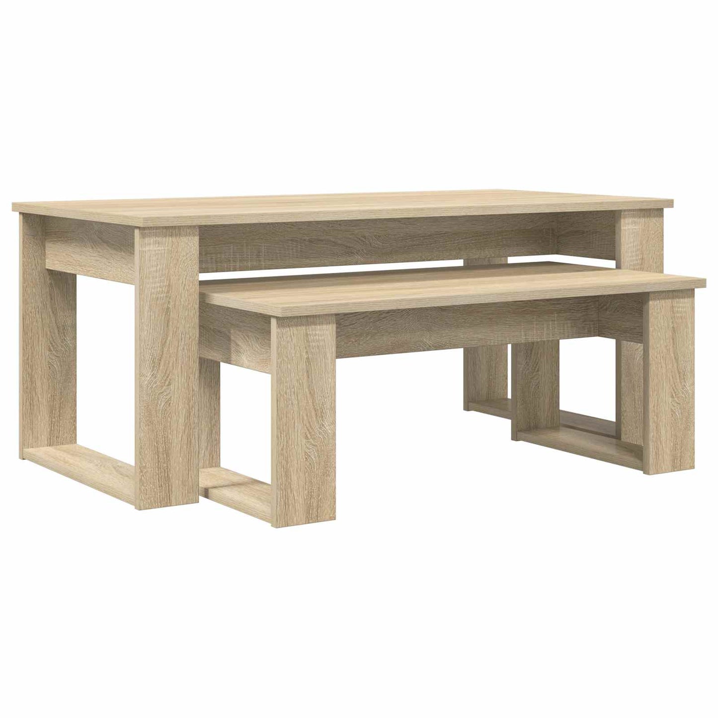 Set di Tavolini da Caffè 2 pcs Rovere Sonoma Legno multistrato | homemem39