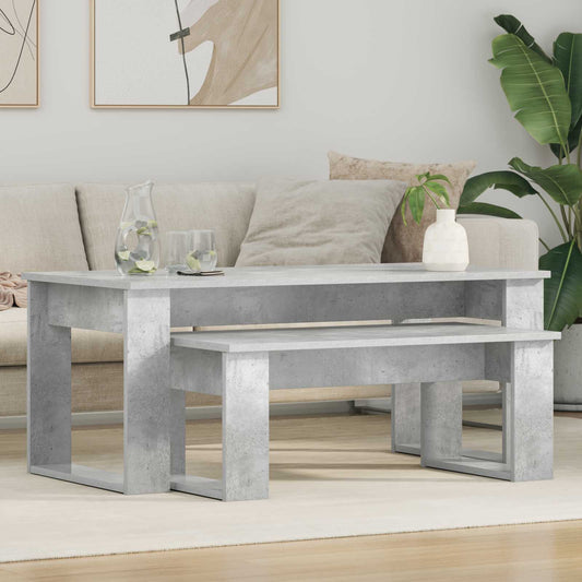 Set di Tavolini da Caffè 2 pcs Grigio cemento Legno multistrato | homemem39