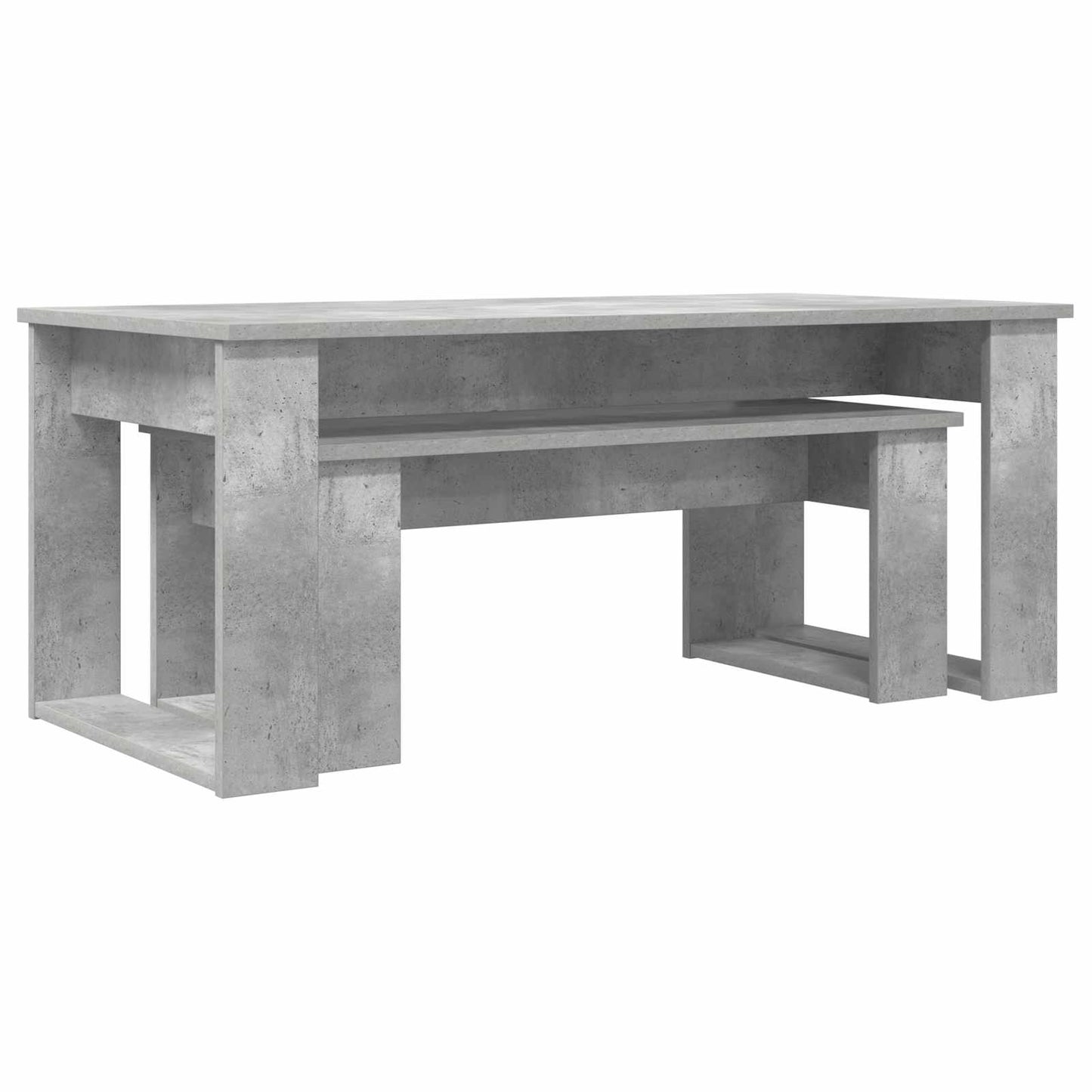 Set di Tavolini da Caffè 2 pcs Grigio cemento Legno multistrato | homemem39