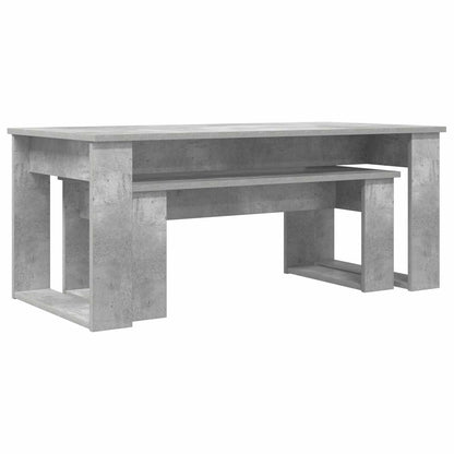 Set di Tavolini da Caffè 2 pcs Grigio cemento Legno multistrato | homemem39