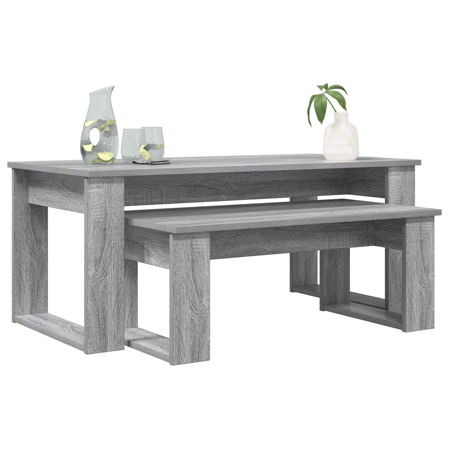 Set di Tavolini da Caffè 2 pcs Grigio Sonoma Legno multistrato | homemem39
