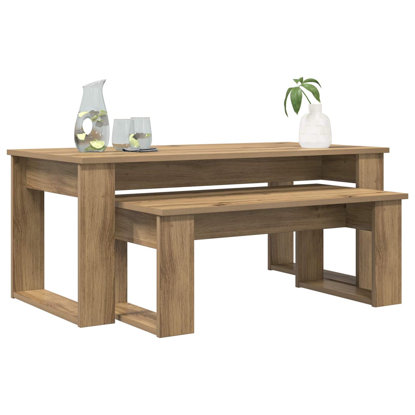 Set di Tavolini da Caffè 2 pcs Rovere artigianale | homemem39