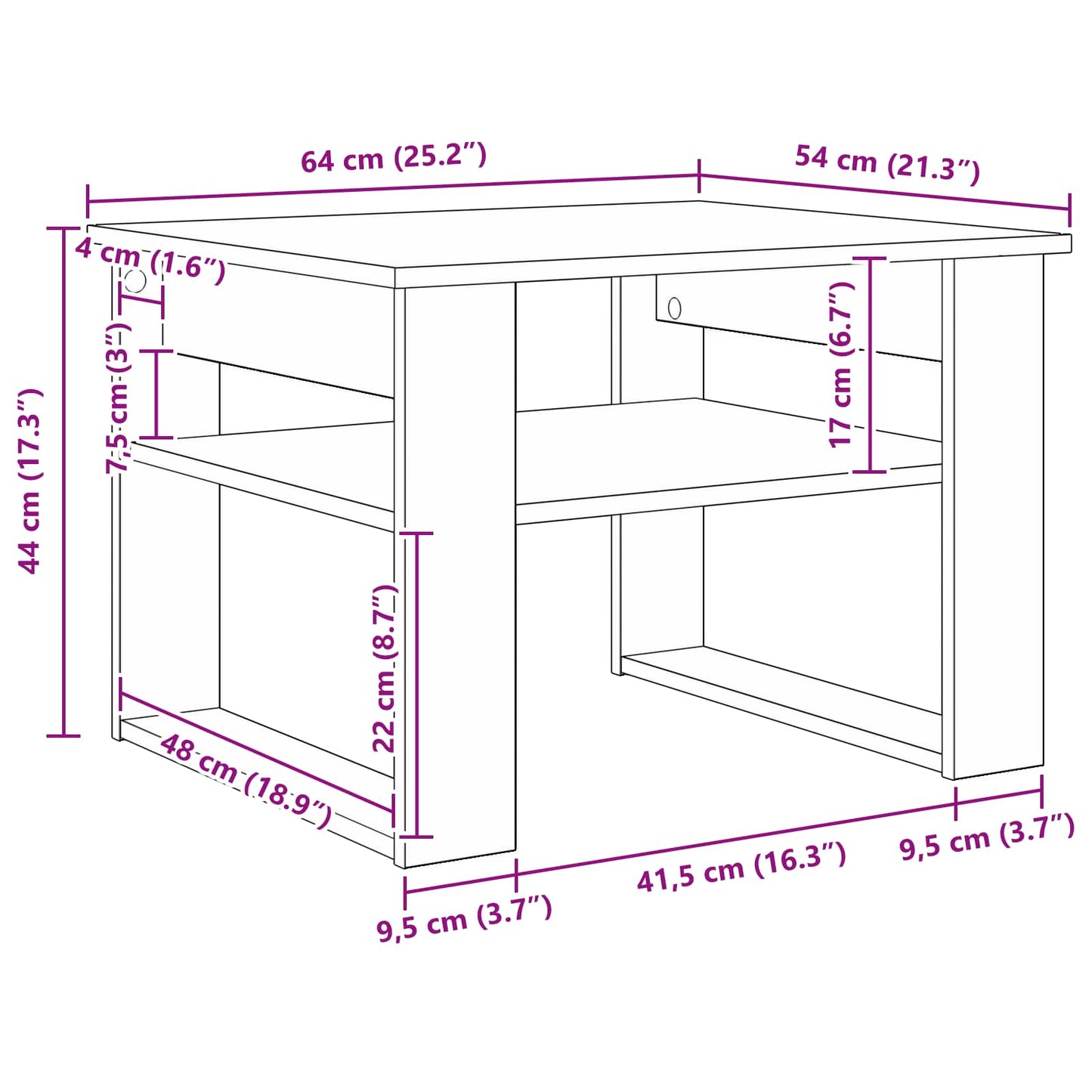 Tavolino da salotto Legno vecchio 64 x 54 x 44 cm | homemem39