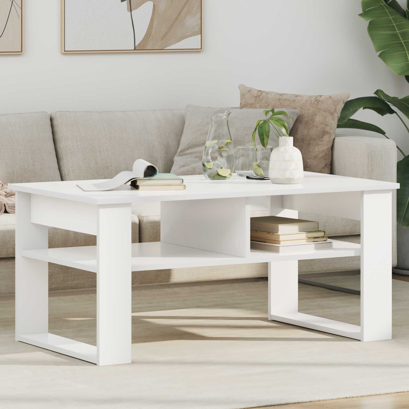Tavolino da salotto Bianco 96 x 54 x 44 cm Legno multistrato | homemem39