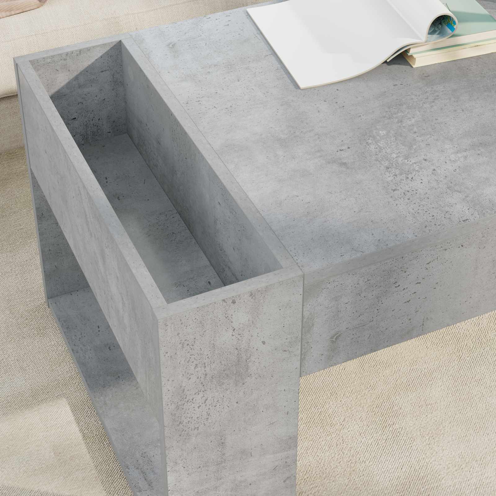 Tavolino da salotto Grigio cemento 110 x 50 x 41 cm | homemem39