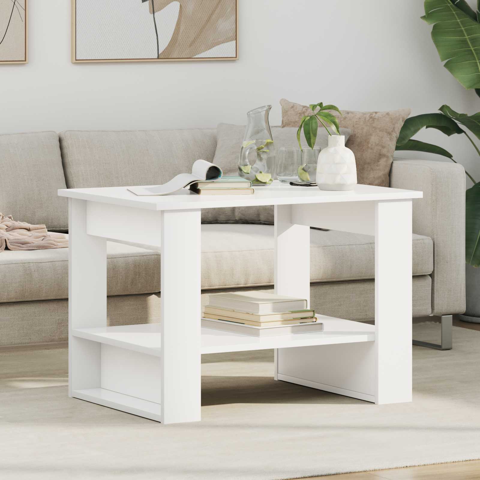 Tavolino da salotto Bianco 72 x 50 x 50 cm Legno multistrato | homemem39