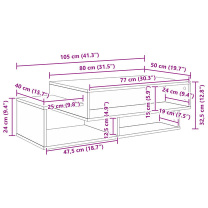 Tavolino da salotto Bianco 105 x 50 x 32,5 cm Legno multistrato