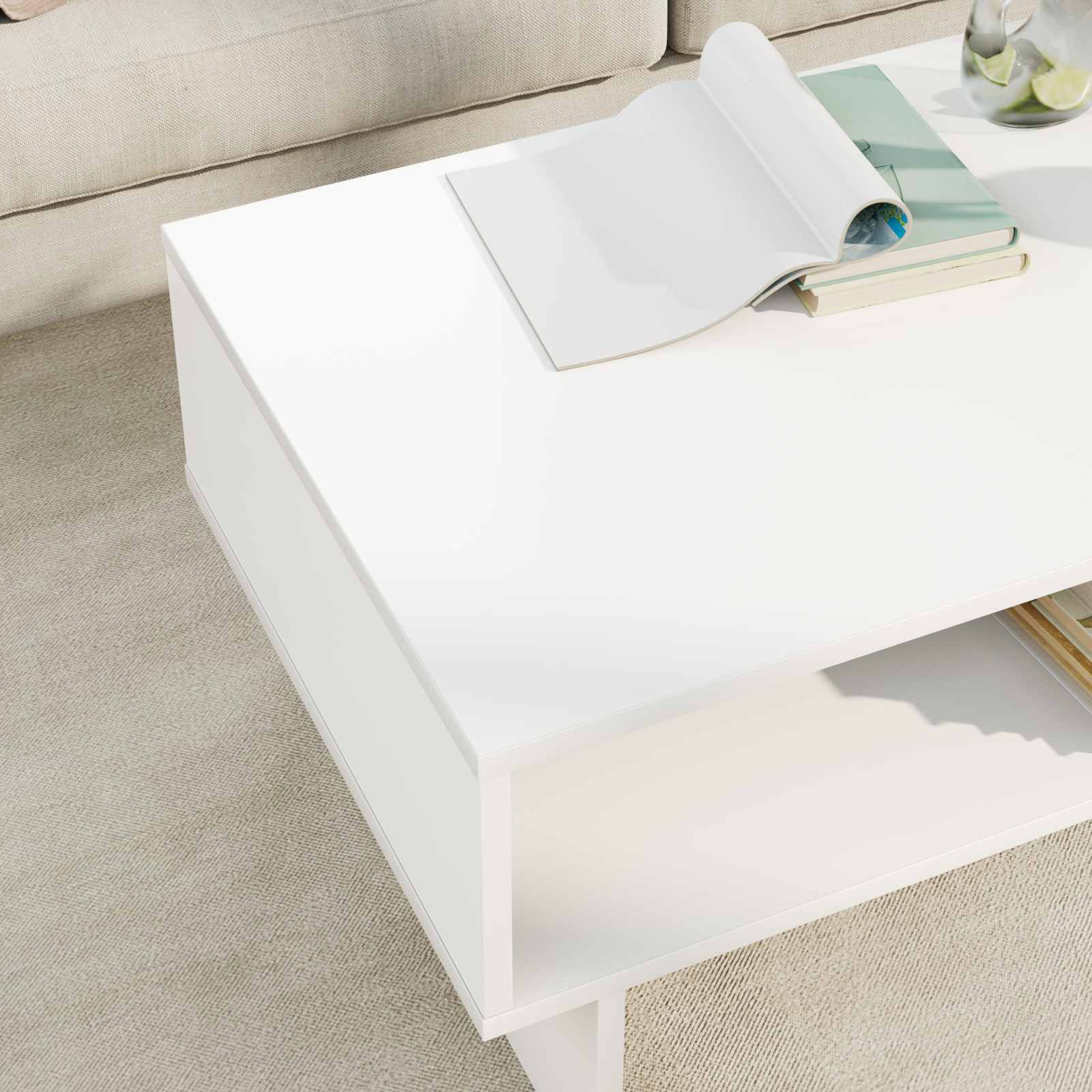 Tavolino da salotto Bianco 80 x 46 x 35 cm Legno multistrato | homemem39