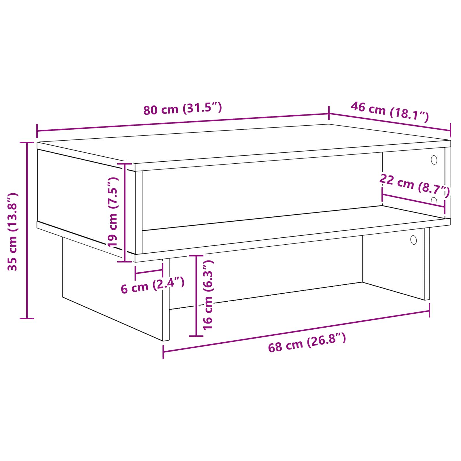 Tavolino da salotto Legno vecchio 80 x 46 x 35 cm | homemem39
