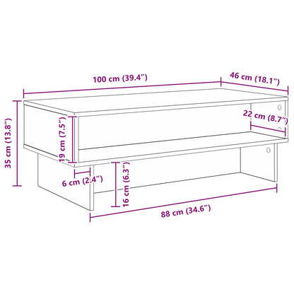 Tavolino da salotto Rovere artigianale 100 x 46 x 35 cm | homemem39