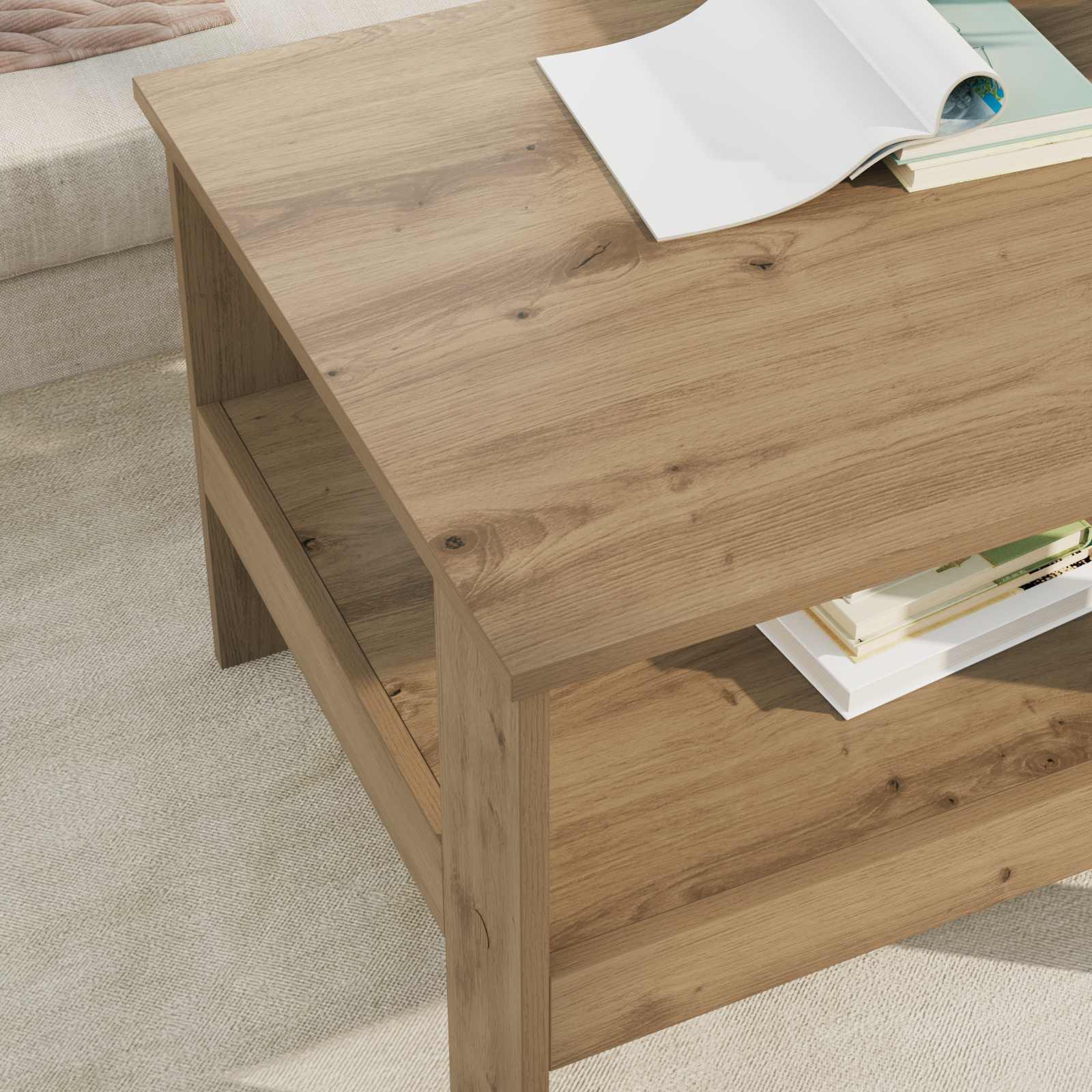 Tavolino da salotto Rovere artigianale 57 x 55 x 45 cm | homemem39