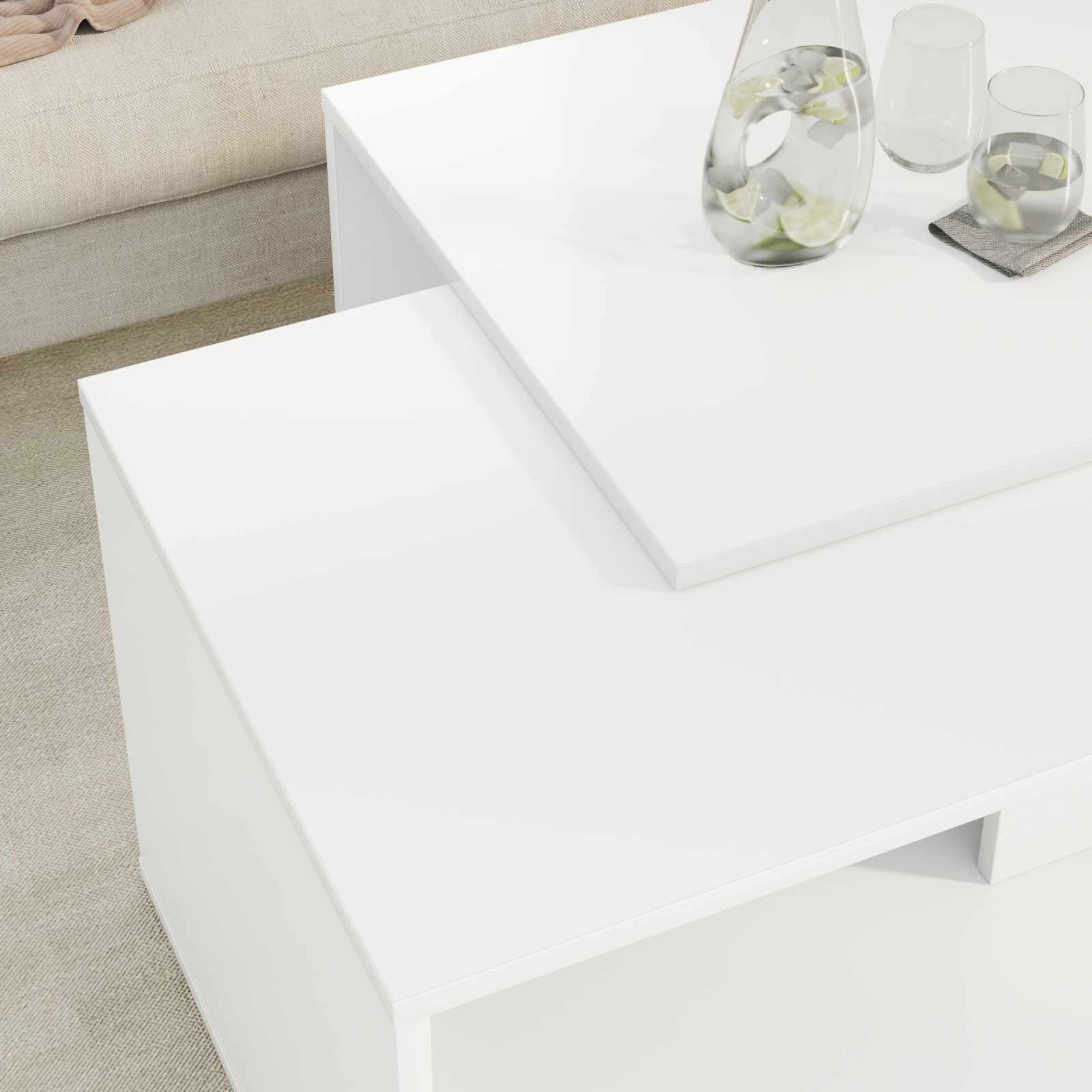 Set di Tavolini da Caffè 2 pcs Bianco Legno multistrato | homemem39