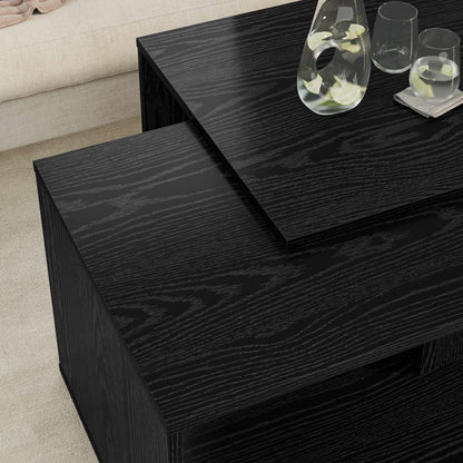 Set di Tavolini da Caffè 2 pcs Rovere Nero Legno multistrato | homemem39