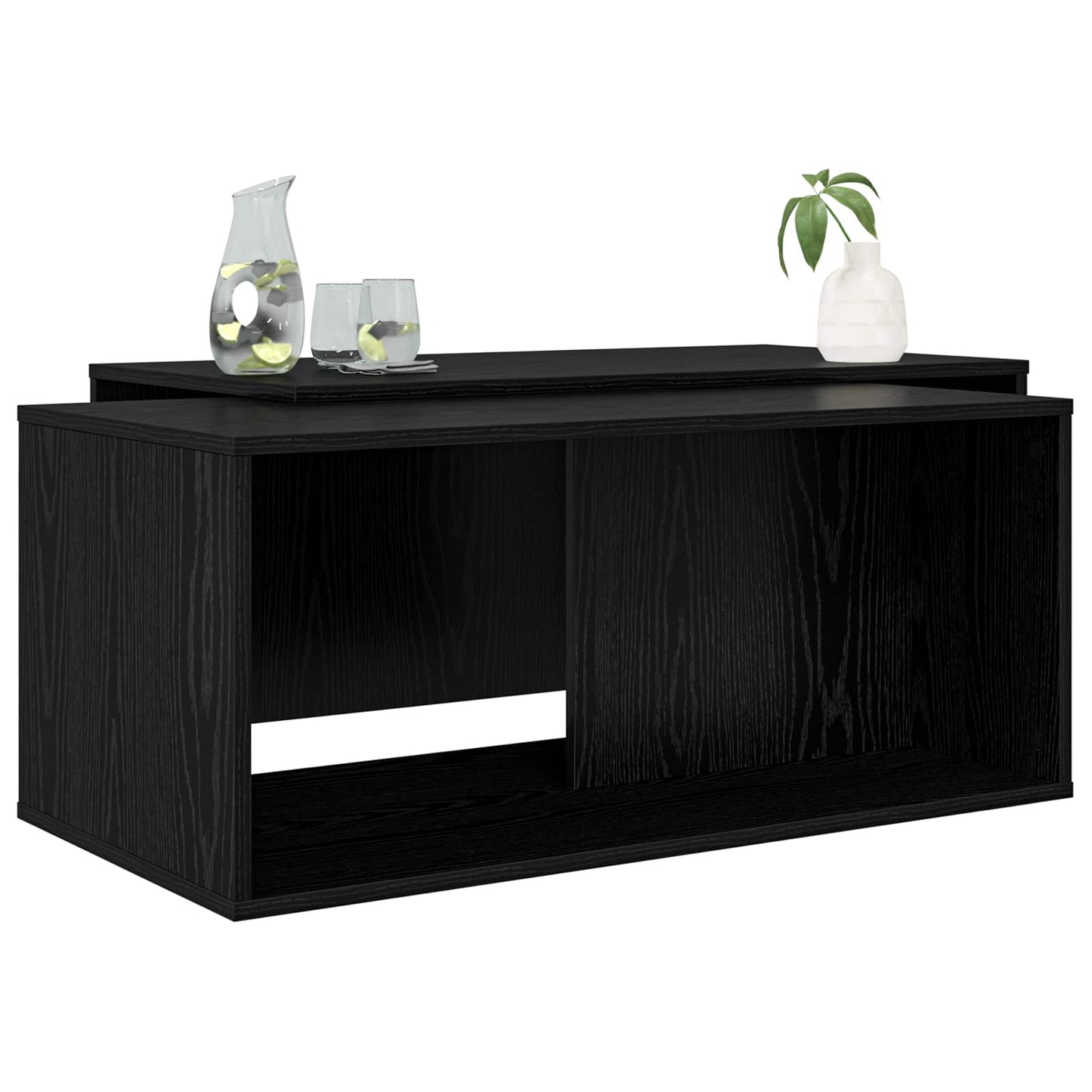 Set di Tavolini da Caffè 2 pcs Rovere Nero Legno multistrato | homemem39