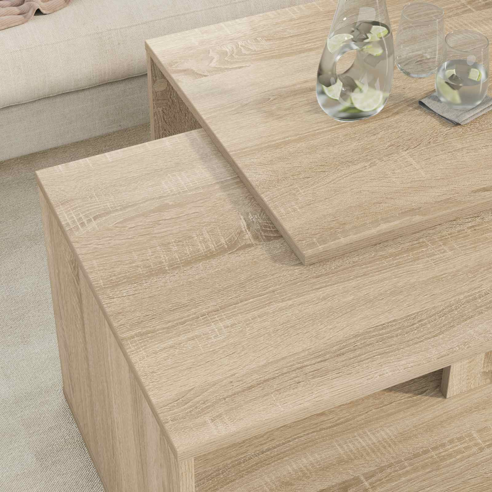 Set di Tavolini da Caffè 2 pcs Rovere Sonoma Legno multistrato | homemem39