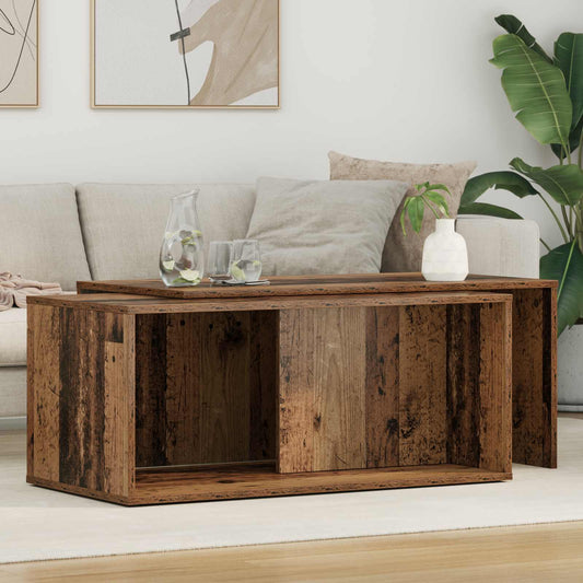 Set di Tavolini da Caffè 2 pcs Legno vecchio Legno multistrato | homemem39
