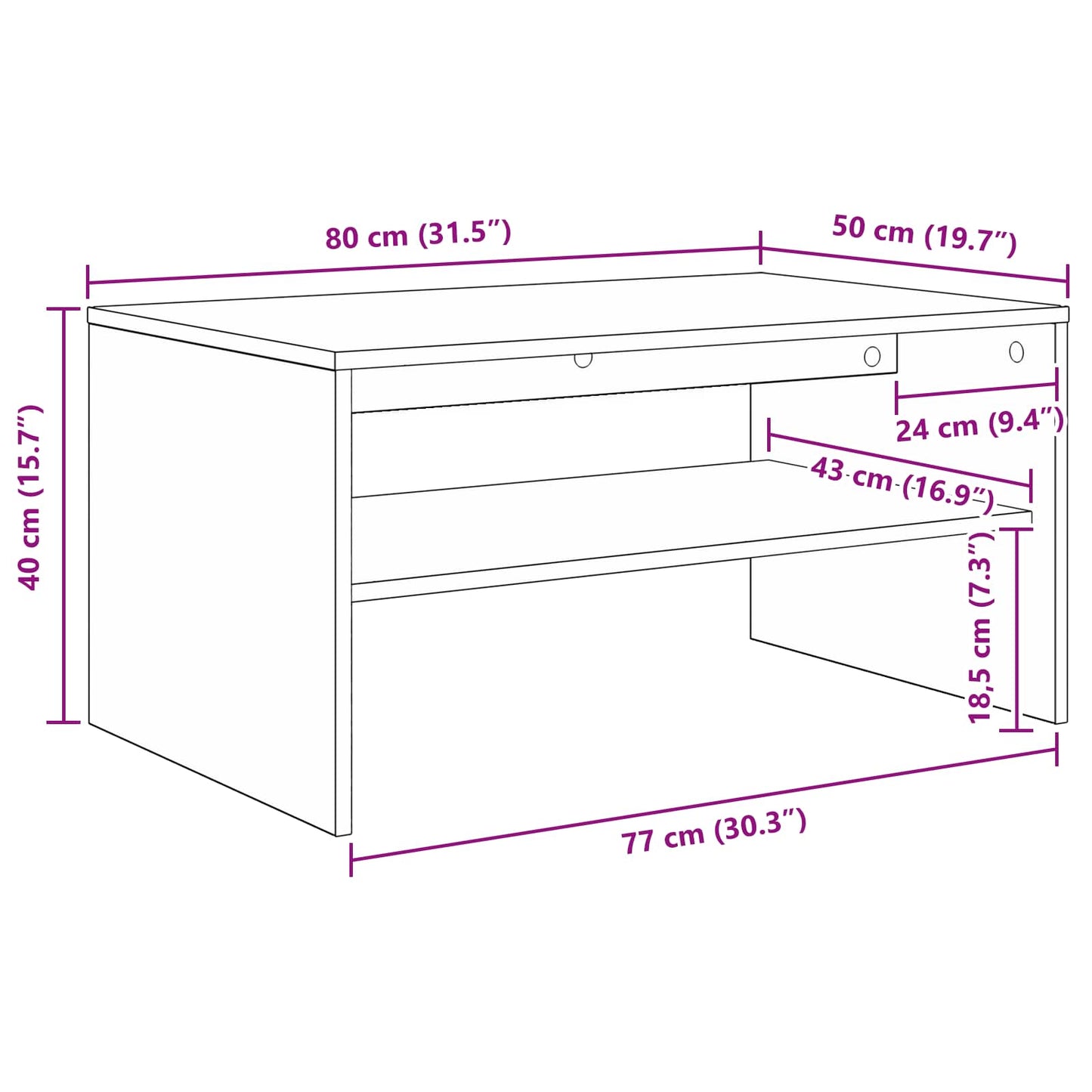 Tavolino da salotto Legno vecchio 80 x 50 x 40 cm | homemem39