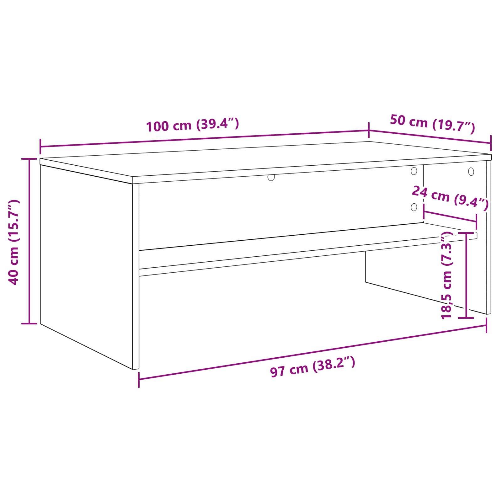 Tavolino da salotto Grigio cemento 100 x 50 x 40 cm | homemem39