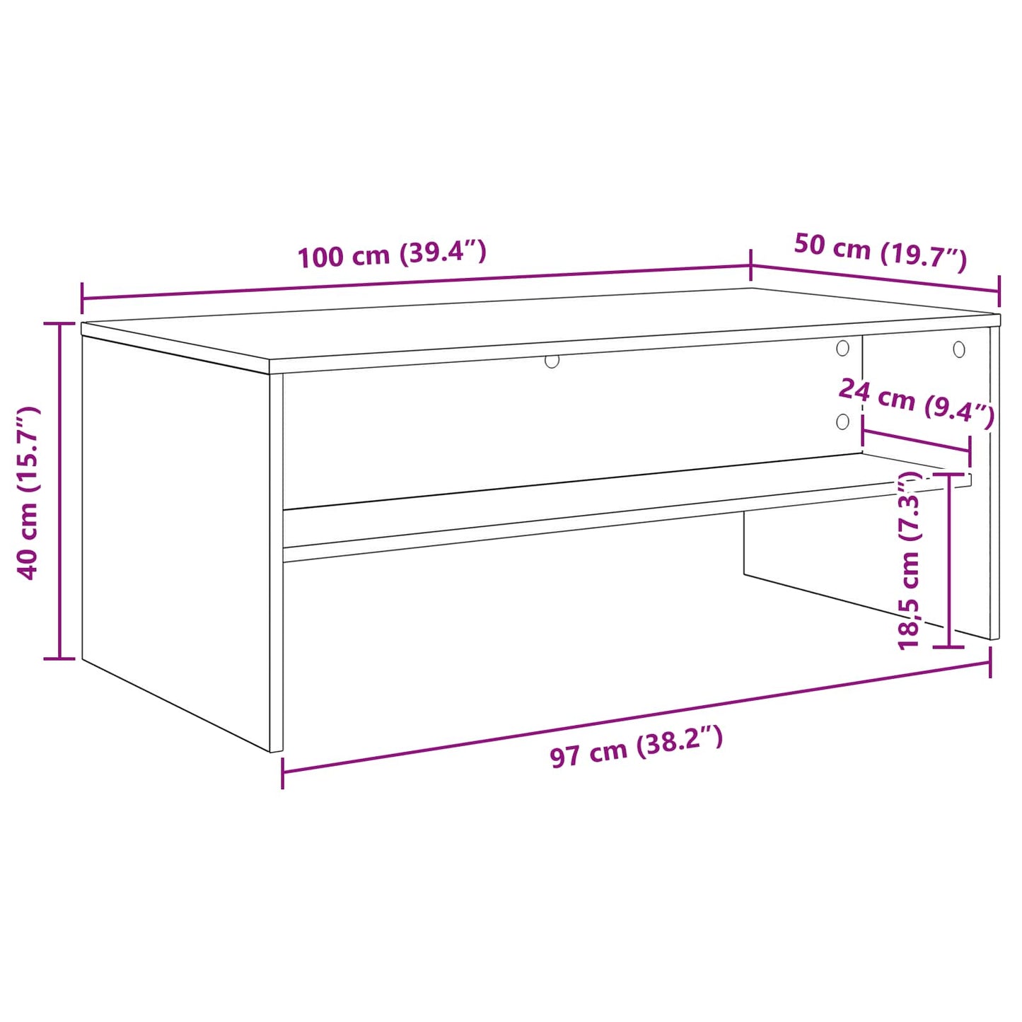 Tavolino da salotto Grigio Sonoma 100 x 50 x 40 cm