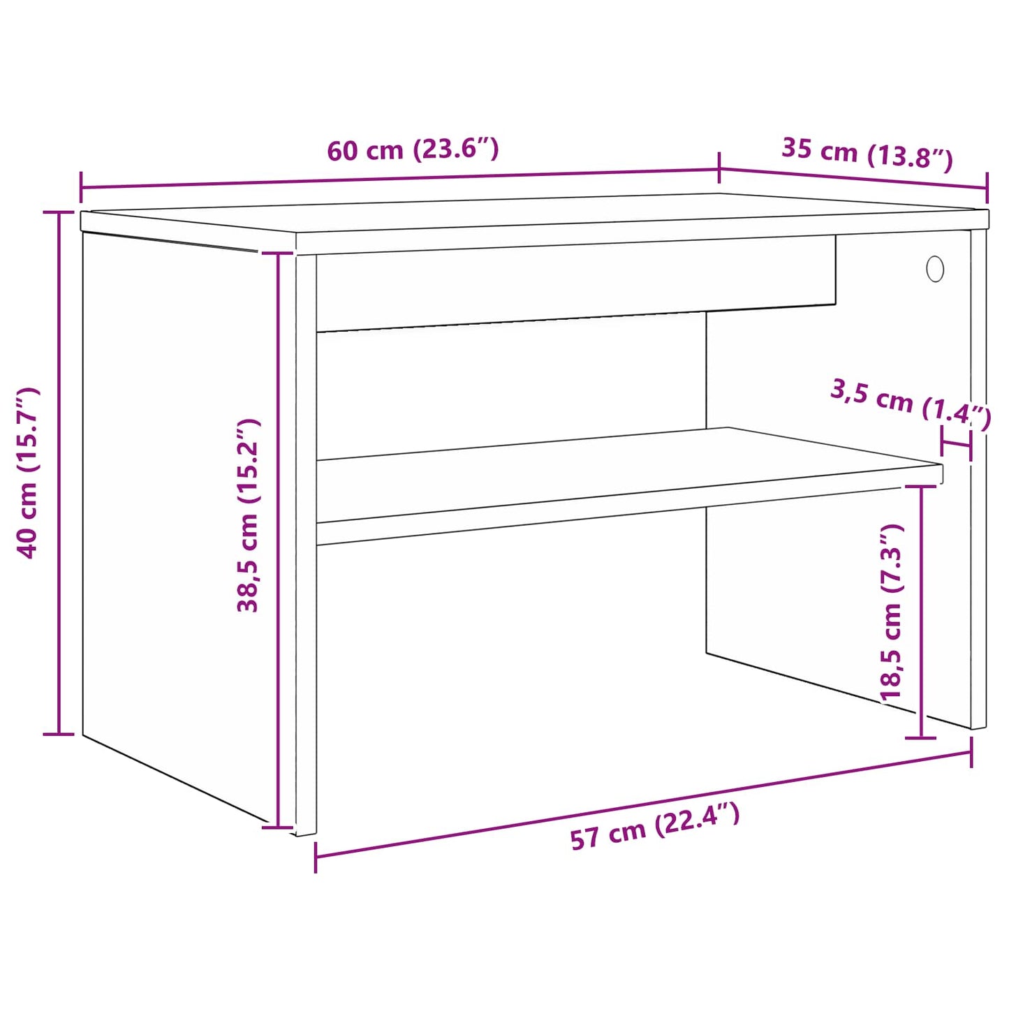 Mobile TV Rovere fumé 60 x 35 x 40 cm Legno multistrato | homemem39
