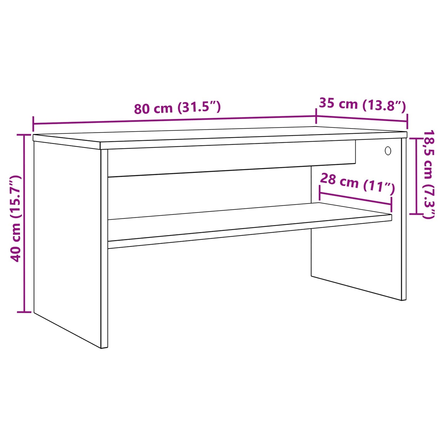 Mobile TV Bianco 80 x 35 x 40 cm Legno multistrato | homemem39