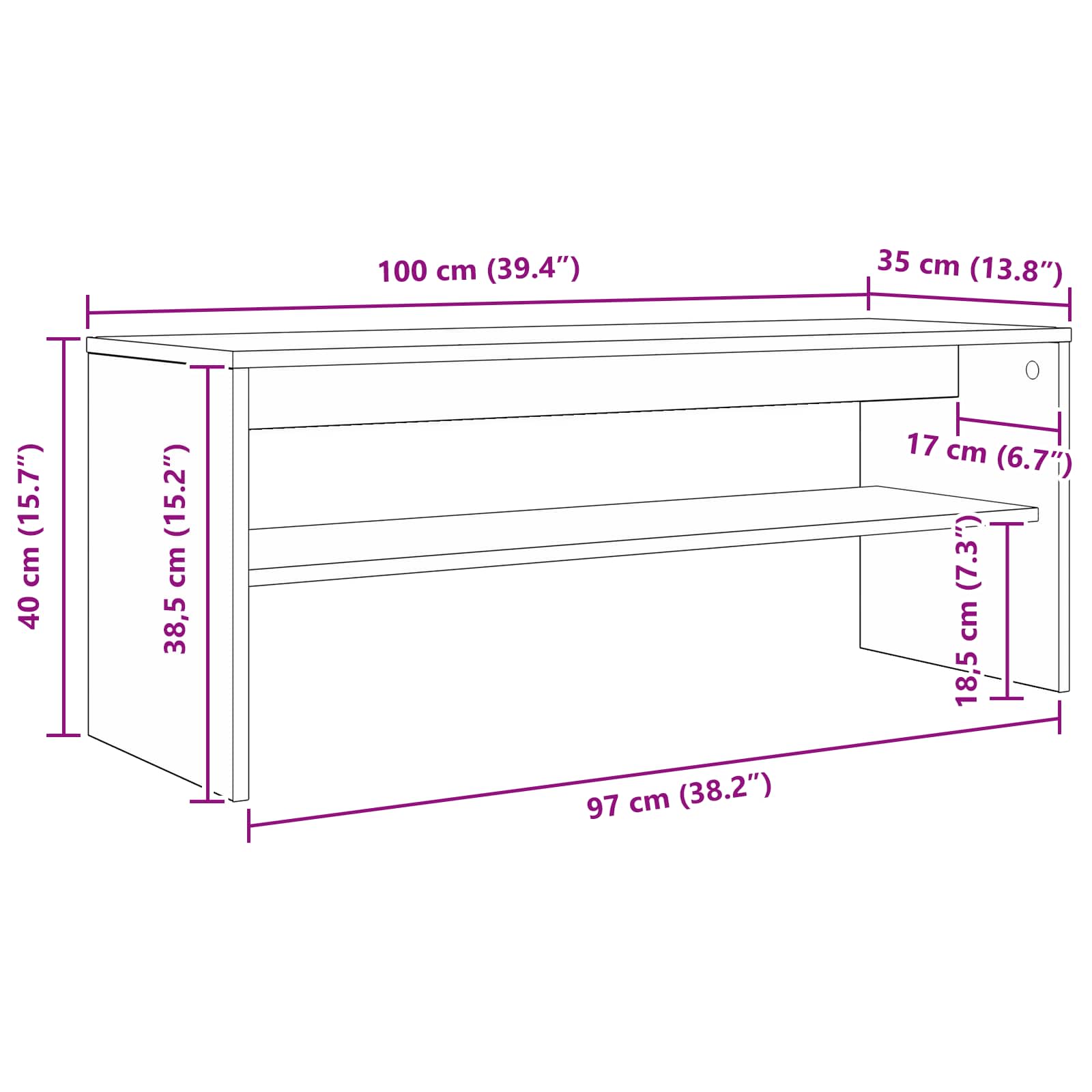 Mobile TV Legno vecchio 100 x 35 x 40 cm Legno multistrato - homemem39