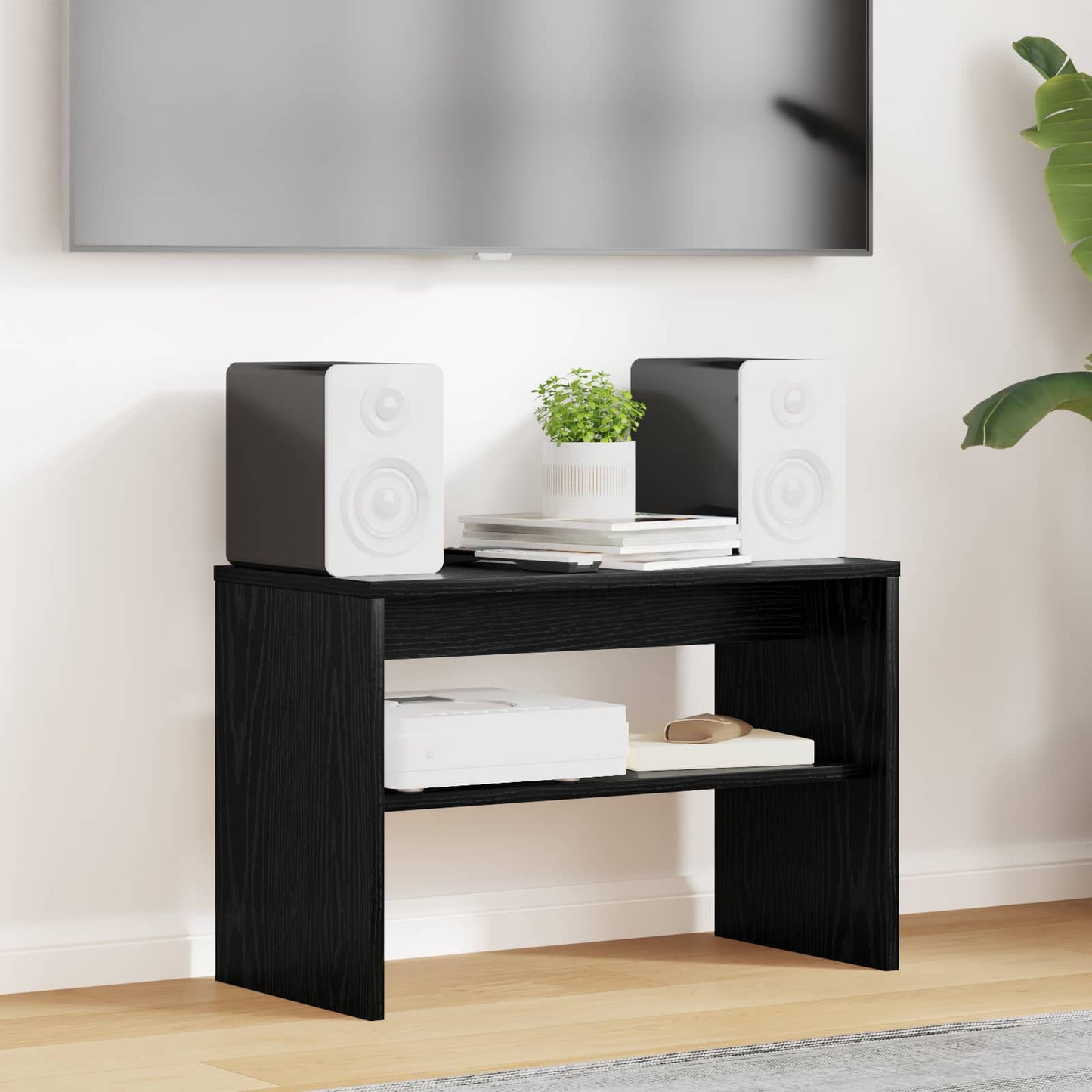 Mobile TV Rovere Nero 60 x 30 x 40 cm Legno multistrato - homemem39