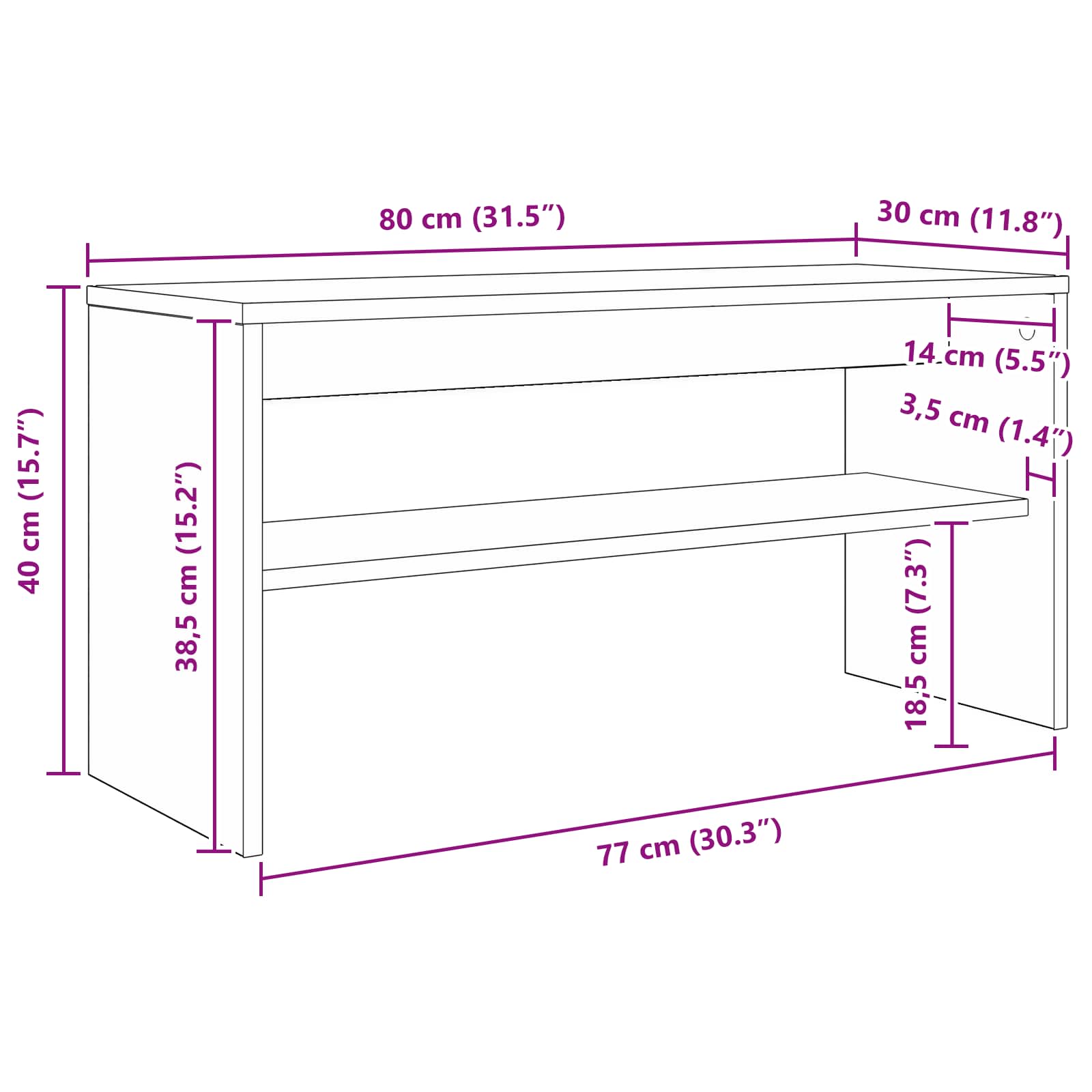 Mobile TV Grigio cemento 80 x 30 x 40 cm Legno multistrato - homemem39