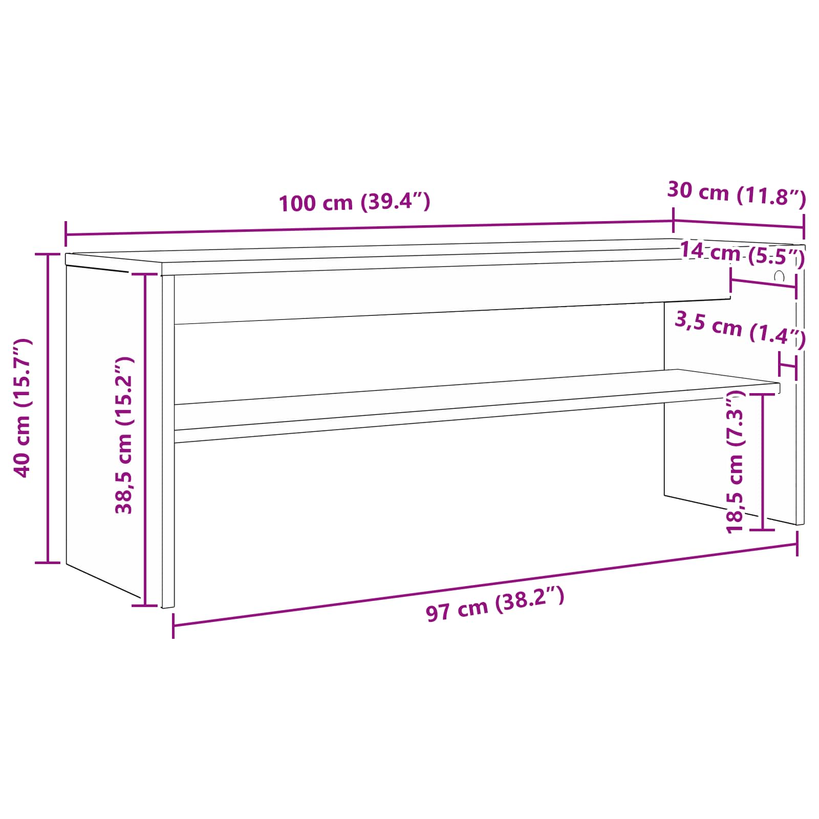 Mobile TV Grigio cemento 100 x 30 x 40 cm Legno multistrato - homemem39