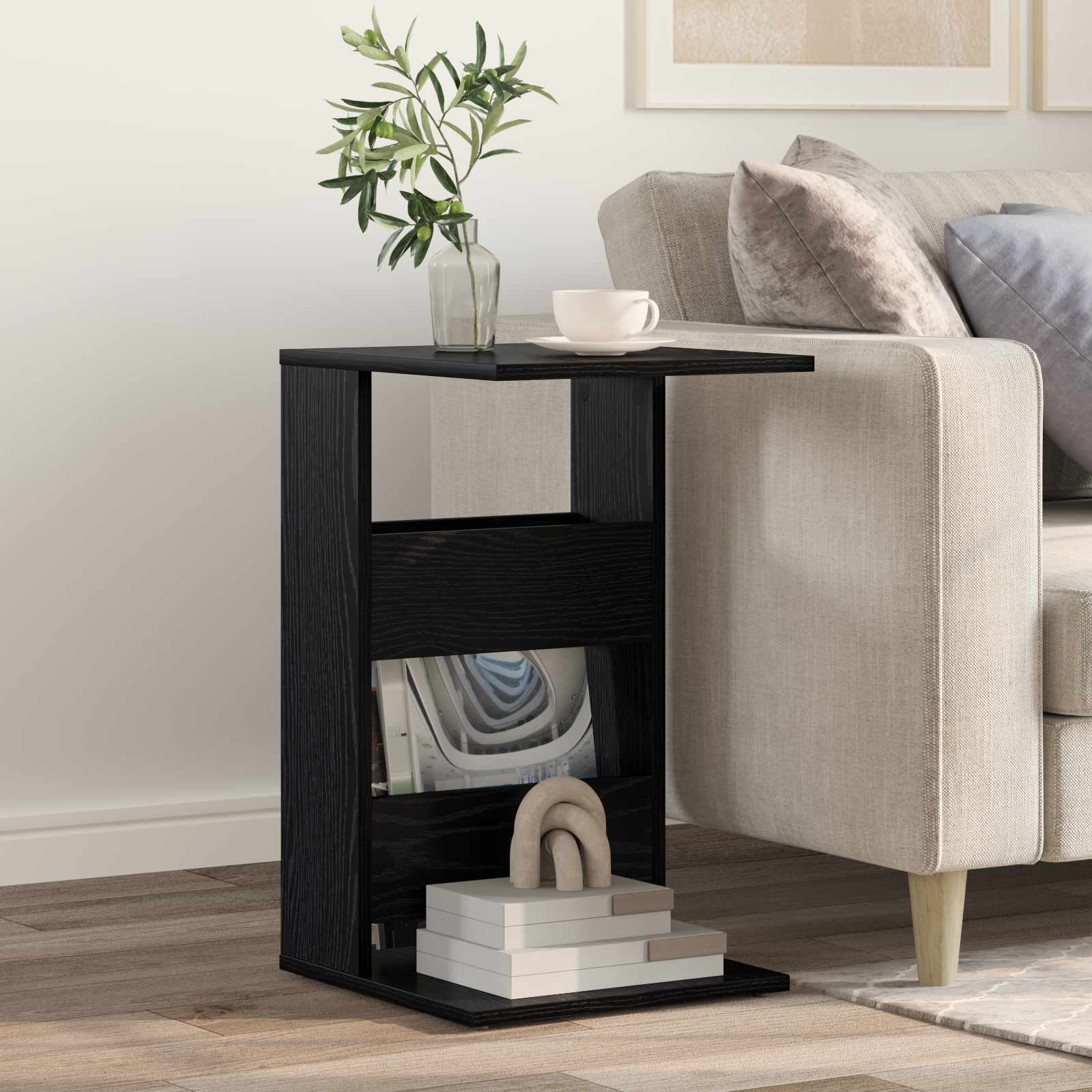 Tavolo laterale Rovere Nero 40 x 35 x 60,5 cm Legno multistrato | homemem39