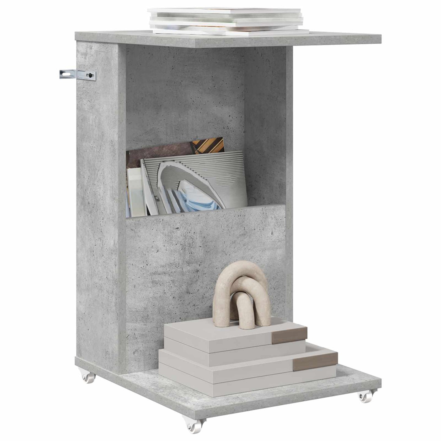 Tavolo laterale con ruota Grigio cemento 40 x 35 x 60 cm | homemem39