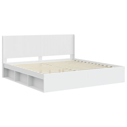 Struttura del letto con stoccaggio e testata Bianco | homemem39