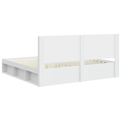 Struttura del letto con stoccaggio e testata Bianco | homemem39