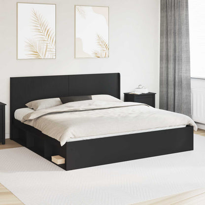 Struttura del letto con stoccaggio e testata Nero 200 x 200 cm | homemem39