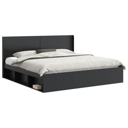 Struttura del letto con stoccaggio e testata Nero 200 x 200 cm | homemem39