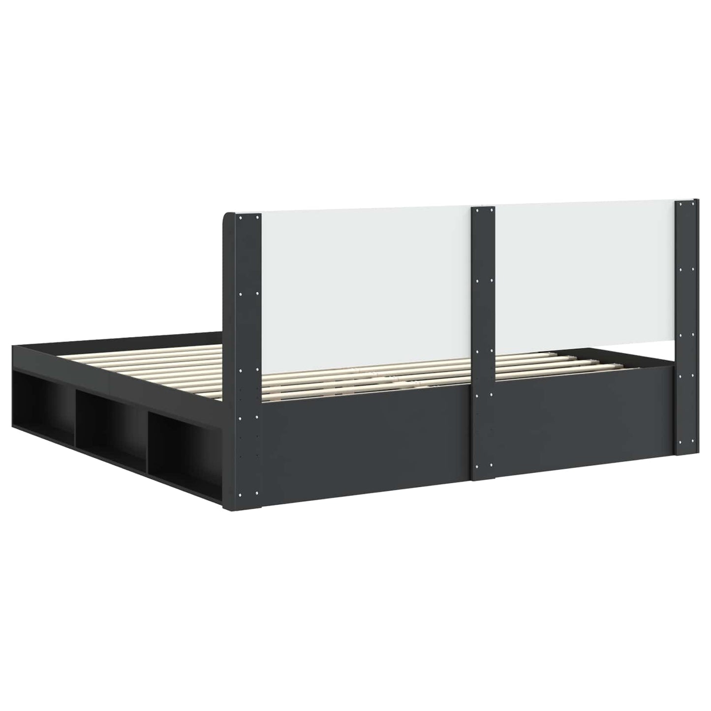 Struttura del letto con stoccaggio e testata Nero 200 x 200 cm | homemem39