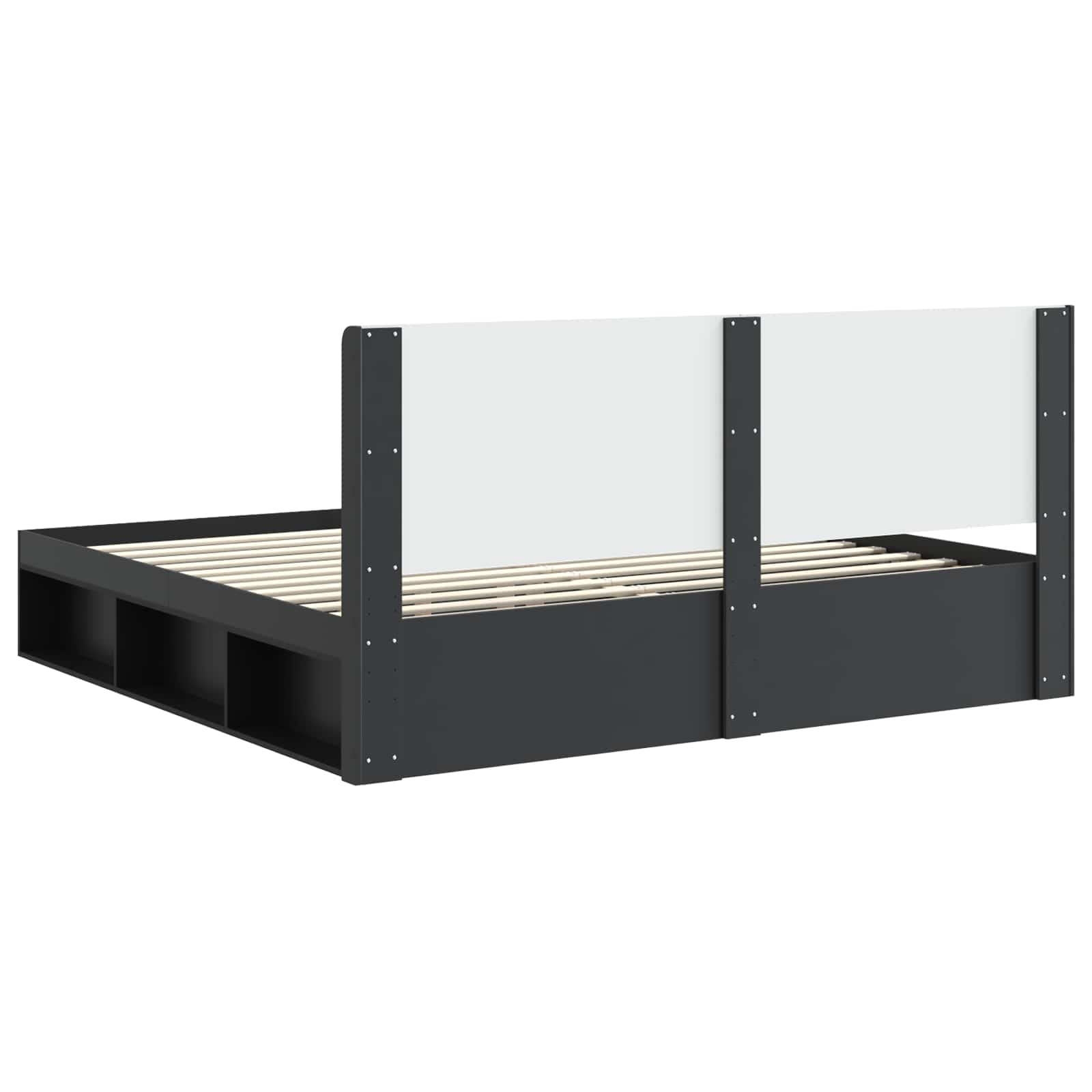 Struttura del letto con stoccaggio e testata Nero 200 x 200 cm | homemem39