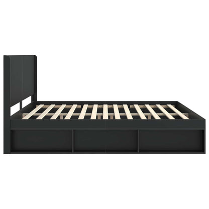 Struttura del letto con stoccaggio e testata Nero 200 x 200 cm | homemem39