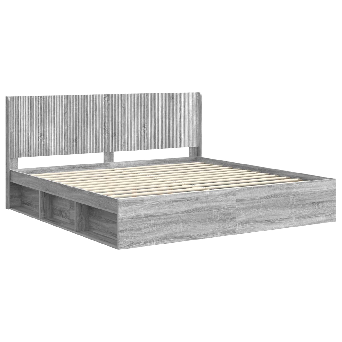 Struttura del letto con stoccaggio e testata Sonoma grigio | homemem39