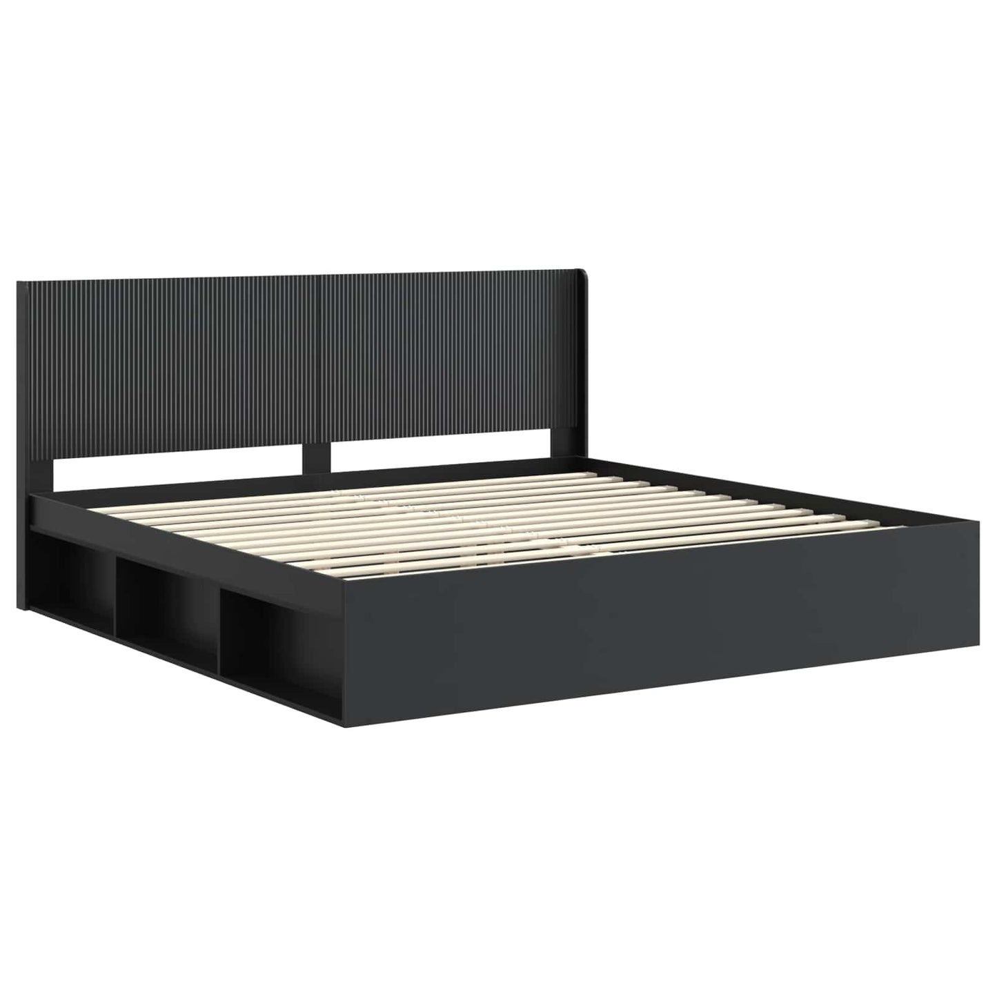Struttura del letto con stoccaggio e testata Nero 180 x 200 cm | homemem39