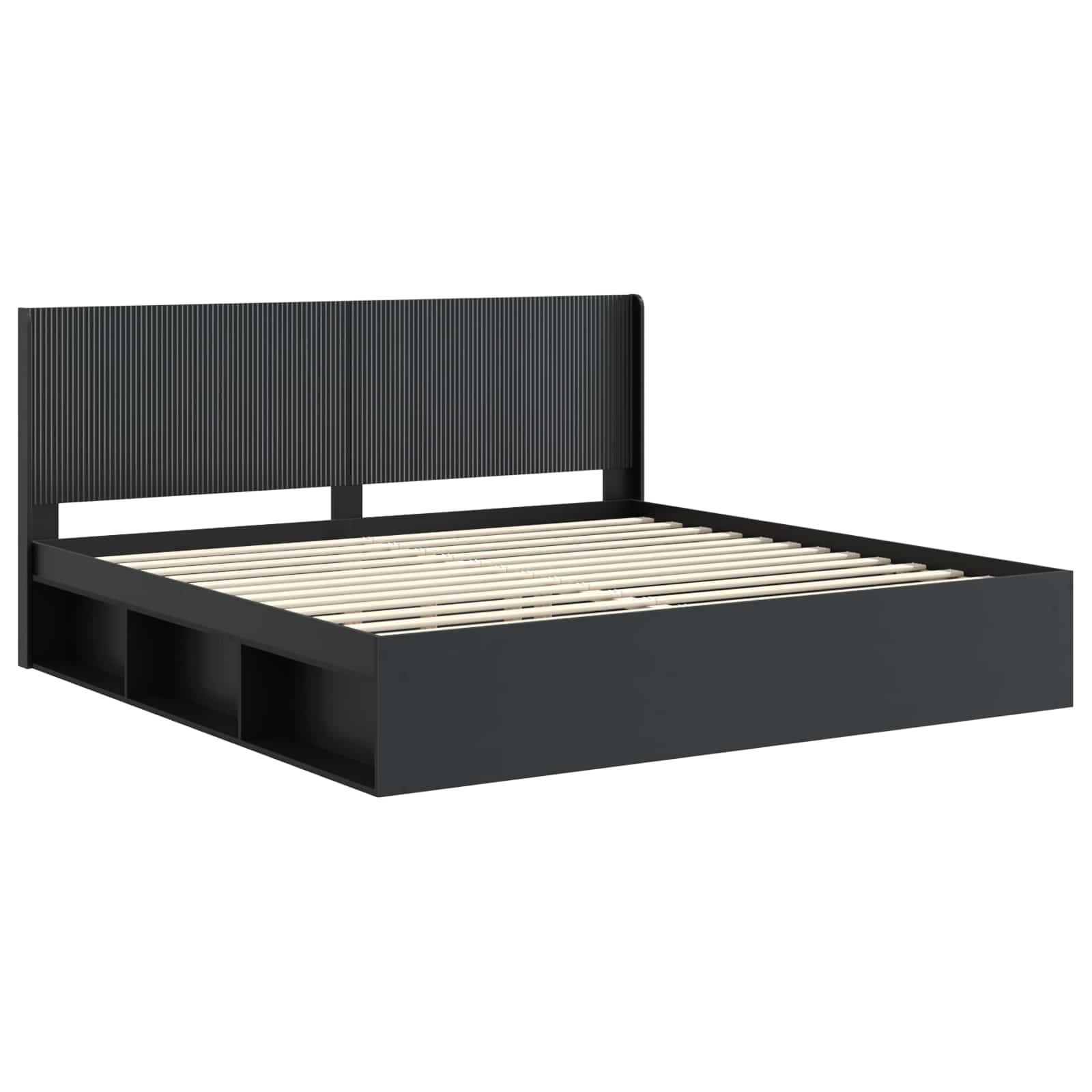 Struttura del letto con stoccaggio e testata Nero 180 x 200 cm | homemem39