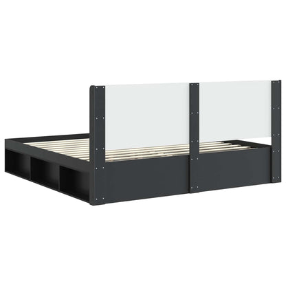 Struttura del letto con stoccaggio e testata Nero 180 x 200 cm | homemem39