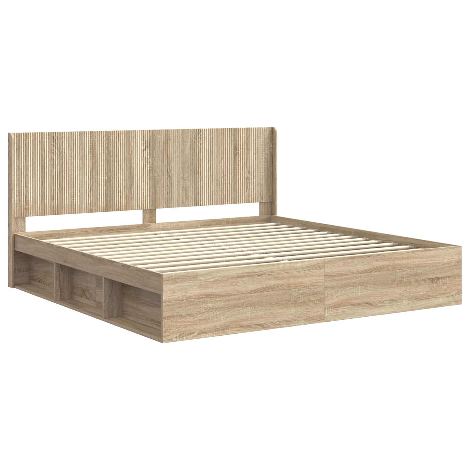 Struttura del letto con stoccaggio e testata Rovere Sonoma | homemem39