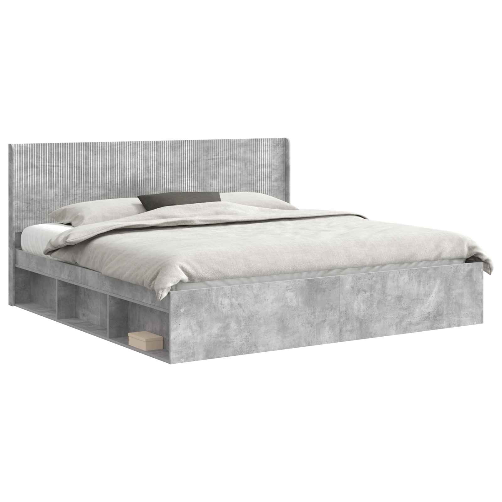 Struttura del letto con stoccaggio e testata Grigio Cemento | homemem39