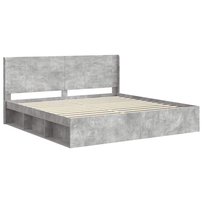 Struttura del letto con stoccaggio e testata Grigio Cemento | homemem39