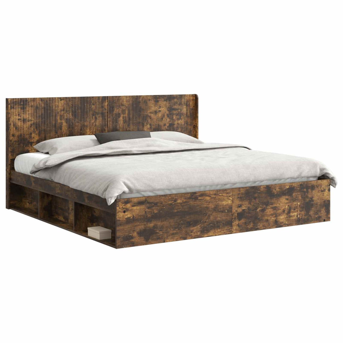 Struttura del letto con stoccaggio e testata Rovere Fumo | homemem39