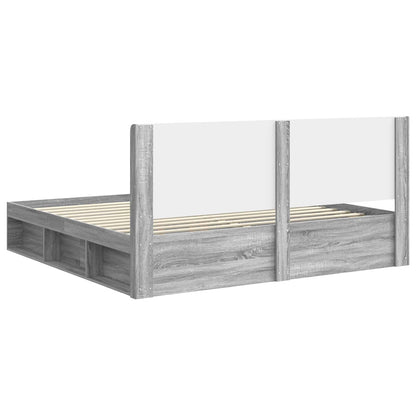 Struttura del letto con stoccaggio e testata Sonoma grigio | homemem39